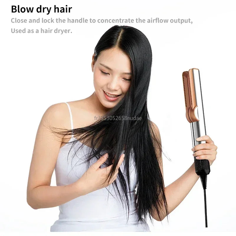 2 IN 1 Professional Hair Straightener & Hair Dryer Heat-Up Hair Flat Iron, Negative Ion Iron Long-Lasting Styling Tool