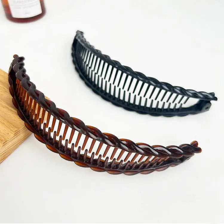 Women Solid Color Banana Hair Clip for Girls Vintage Wave Comb Hairpin Hair Braids Style Tool Fashion Practical Hair Accessories