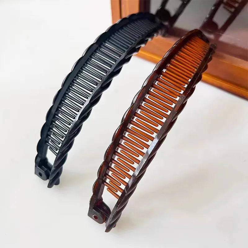 Women Solid Color Banana Hair Clip for Girls Vintage Wave Comb Hairpin Hair Braids Style Tool Fashion Practical Hair Accessories