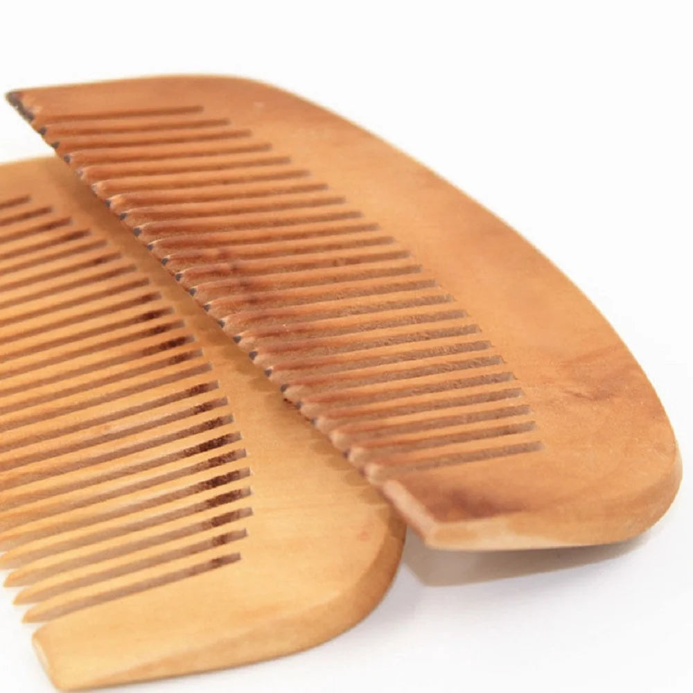 Trendy Hair Engraved Natural Peach Wood Wooden Comb Anti-Static Beard Comb Tool