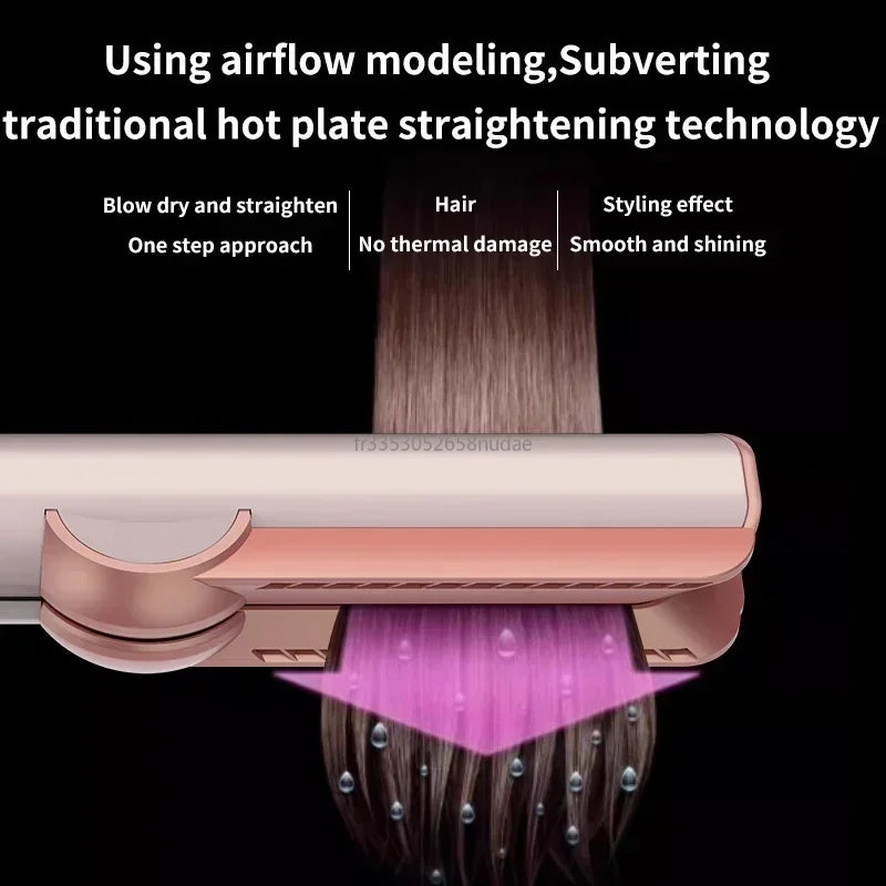 2 IN 1 Professional Hair Straightener & Hair Dryer Heat-Up Hair Flat Iron, Negative Ion Iron Long-Lasting Styling Tool